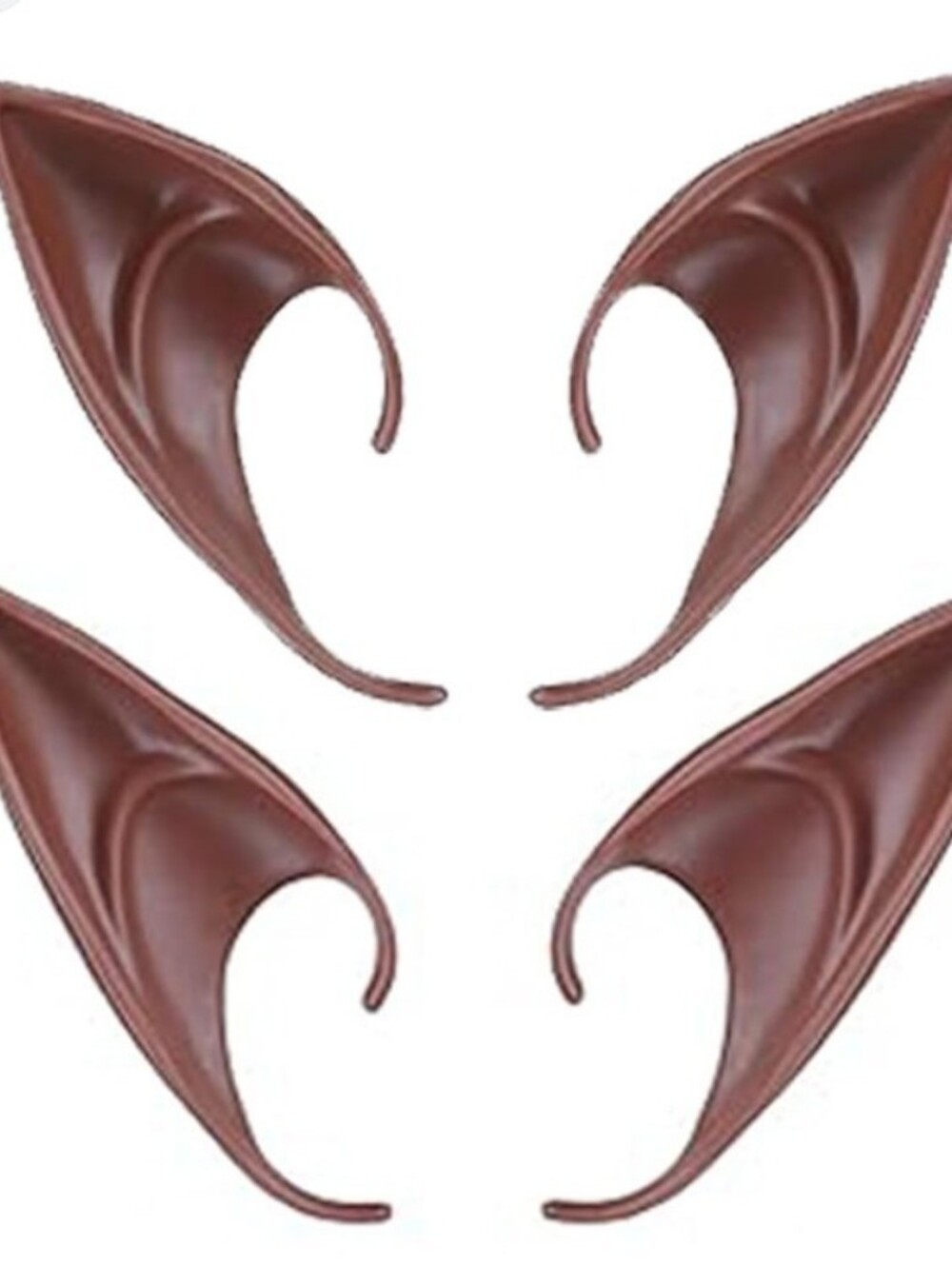 2 Pairs Brown Elf Ears , 2 Sizes , Larger Is 5in ,  New Non-toxic